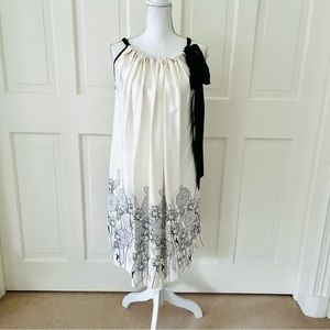 Thomas Wylde silk off white black midi dress M